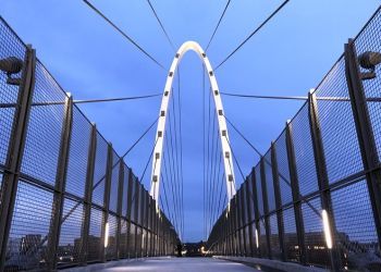 Pedestrian bridge connecting Spokane University District with East Sprague opens 