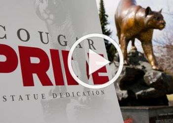 Celebrating WSU Spokane's Cougar Pride Statue