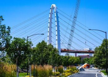 Cables strung as pedestrian bridge takes shape in Spokane’s University District