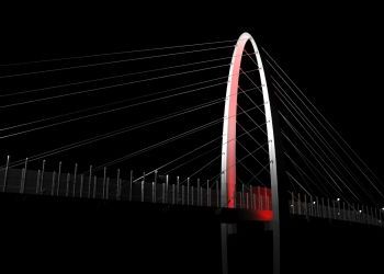 University District Gateway Bridge - Architectural Lighting  Rendering - Color Lights 