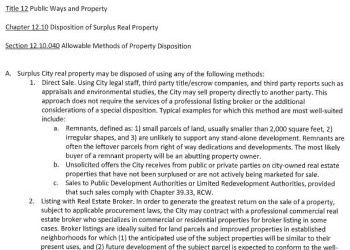 City of Spokane Disposition of Surplus Real Property policy